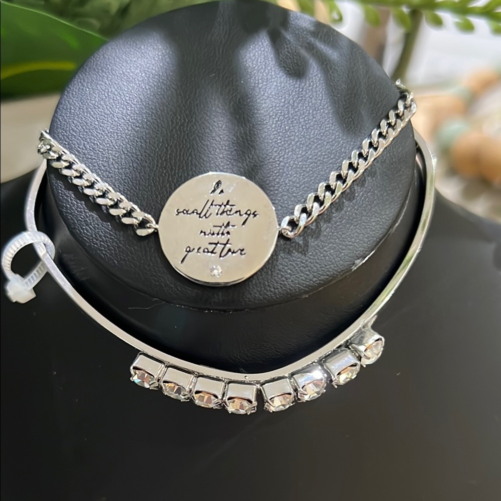 Silver Chain Bracelet with Engraved Disc small things with great love J69